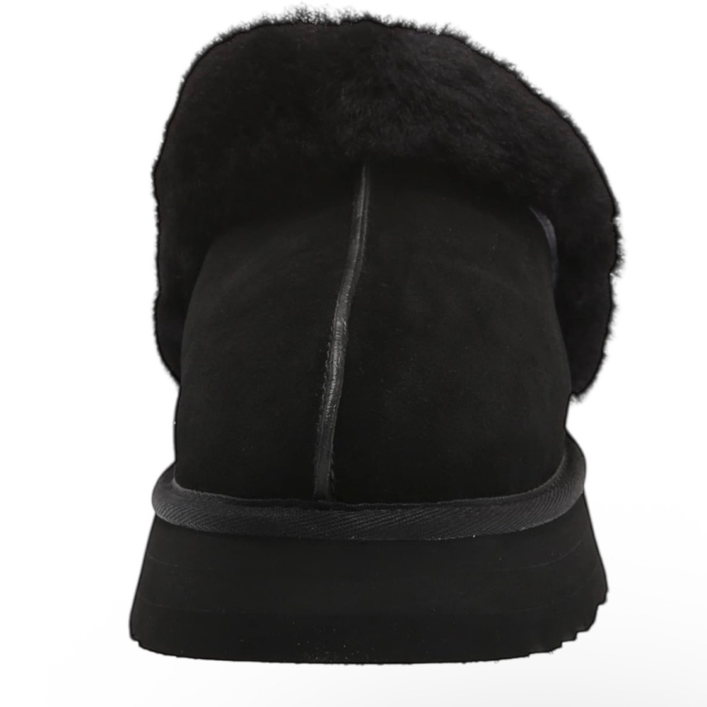 UGG Disquette Slippers 👟 Women’s Size 9 US 🖤 Black Suede Sheepskin Cozy Comfort